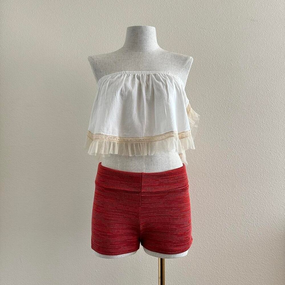 handmade white-ivory cotton lace trim tube top